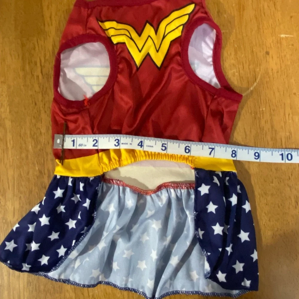 Wonder Woman Dog Costume -‎ Red, Yellow, and Blue